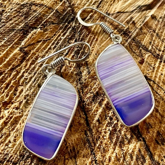 Purple Botswana Agate Earrings 1 7/8” - Picture 8 of 11